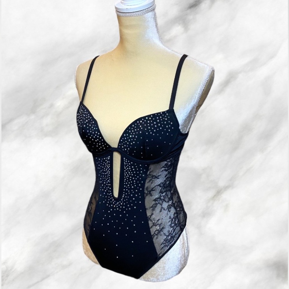 NEW La SENZA Beaded Lace Lingerie Bodysuit